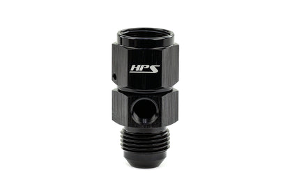 HPS AN Male to Female Fuel Pressure Gauge Adapter with 1/8" NPT Female Port, Aluminum, Black