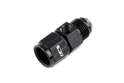 HPS AN Male to Female Fuel Pressure Gauge Adapter with 1/8" NPT Female Port, Aluminum, Black