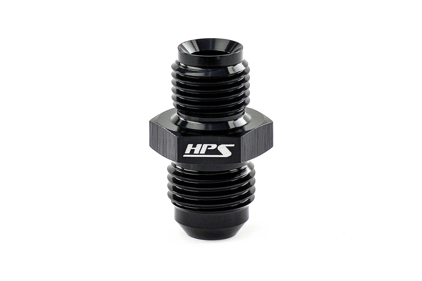 HPS AN Male to Inverted Flare Male Power Steering Adapter, Aluminum, Black