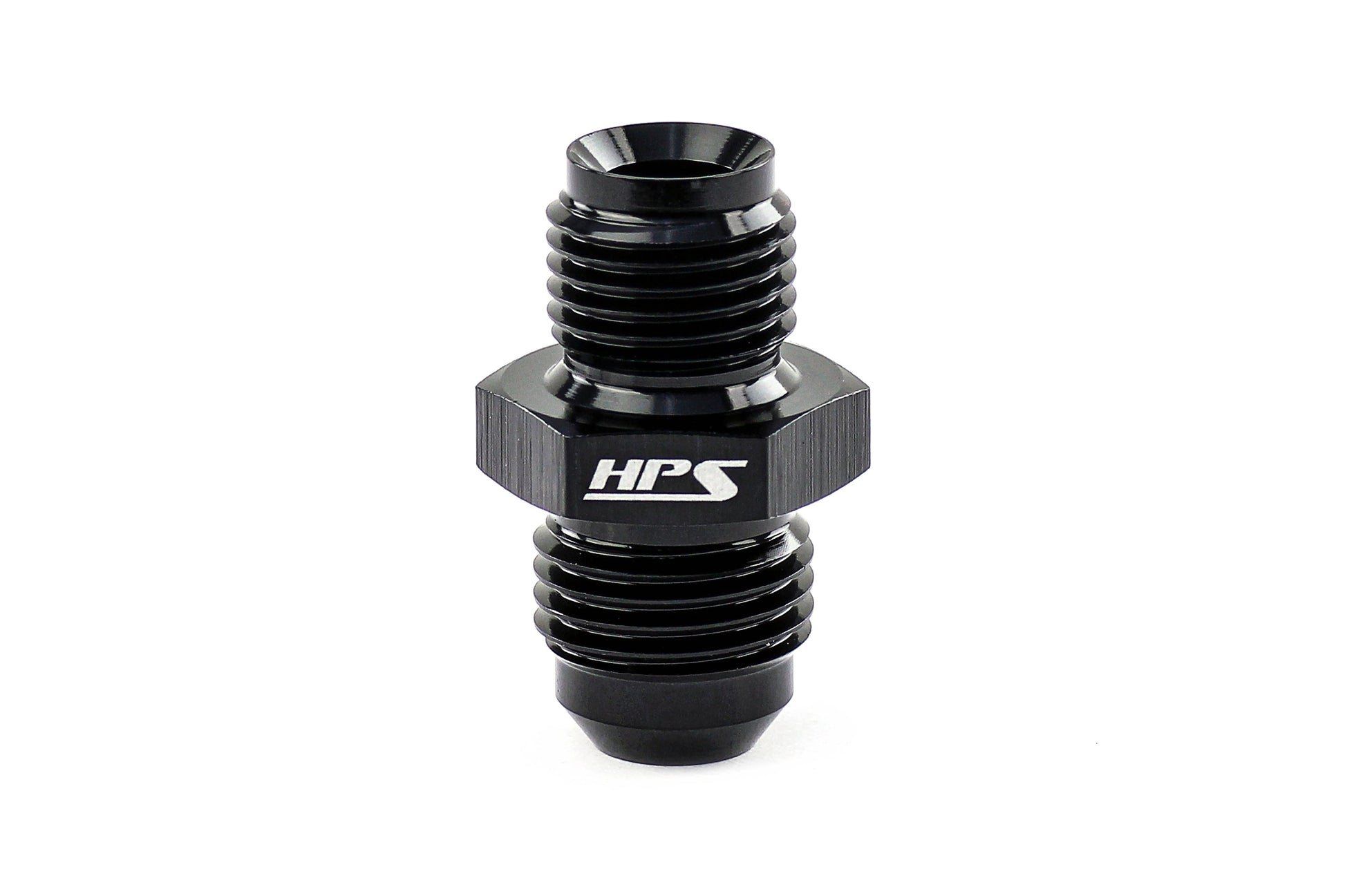 HPS AN Male to Inverted Flare Male Power Steering Adapter, Aluminum, Black