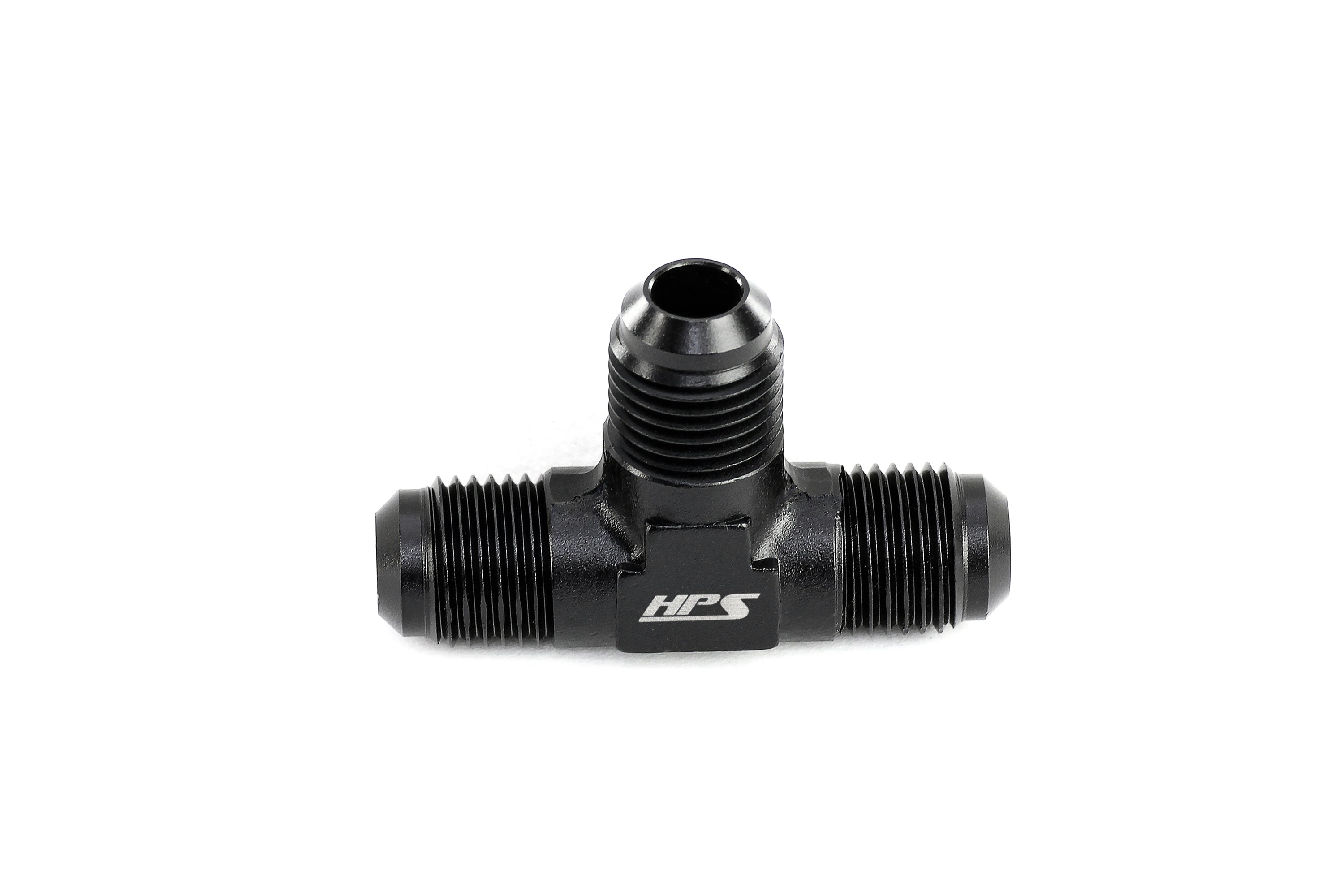 HPS AN Male to Male 3-Way Tee Adapter, Aluminum, Black