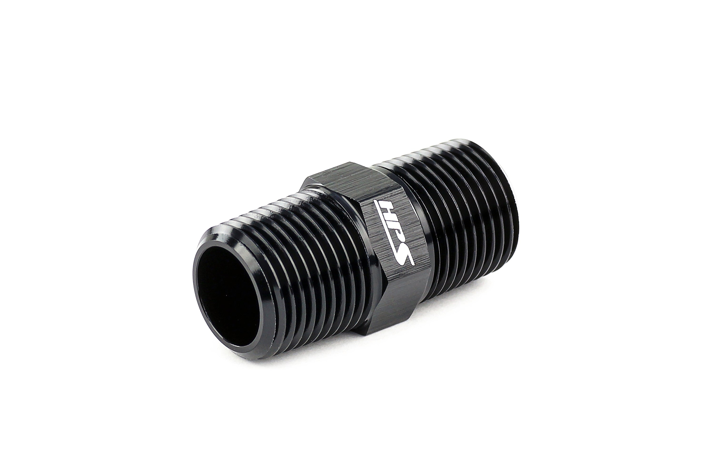 HPS Straight NPT Male To NPT Male Union Coupler Adapter, Aluminum, Black