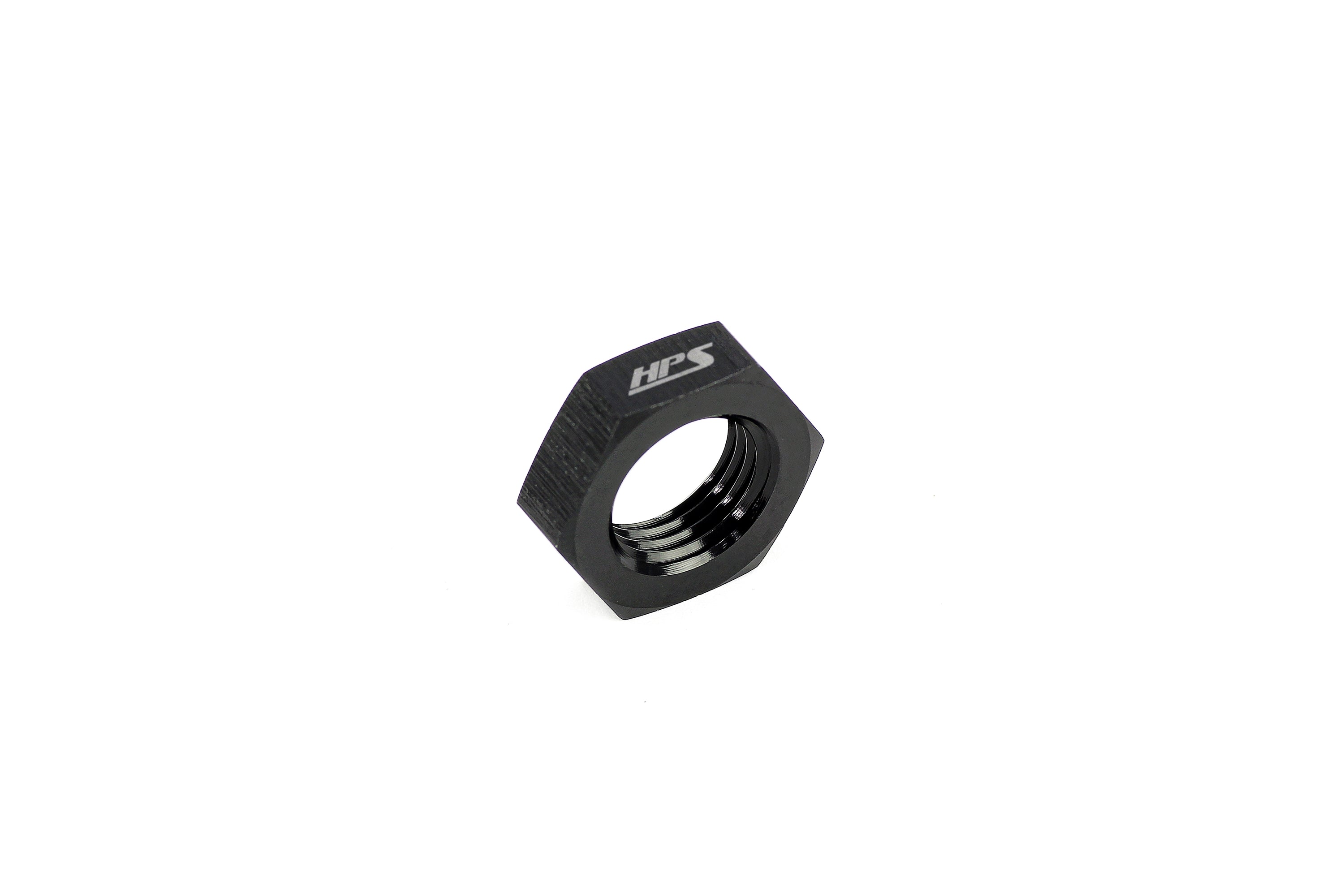 HPS AN Female Bulkhead Fitting Jam Nut, Aluminum, Black