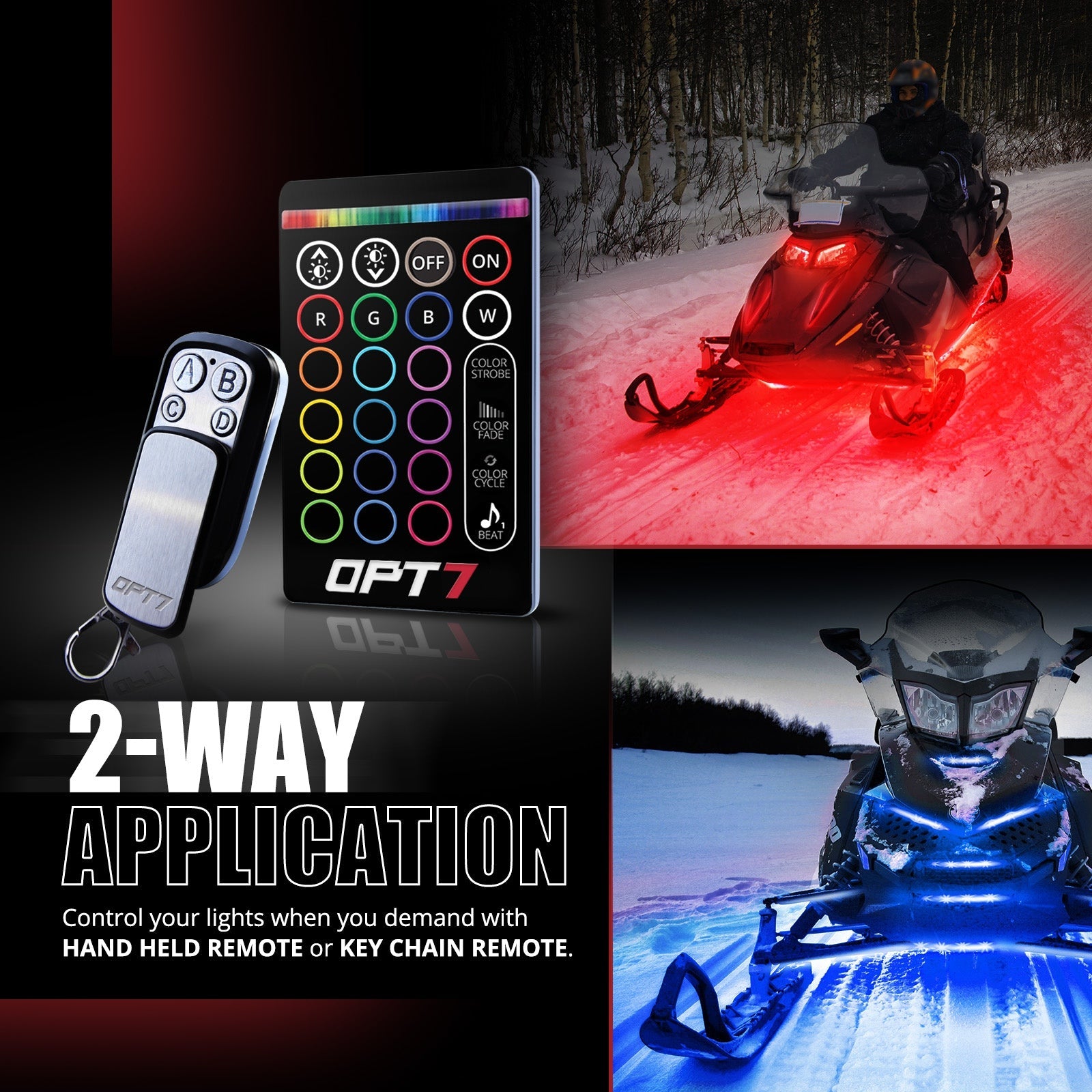 AURA Snowmobile Underbody Glow LED Lighting Kit Remote Control - Full Color Spectrum