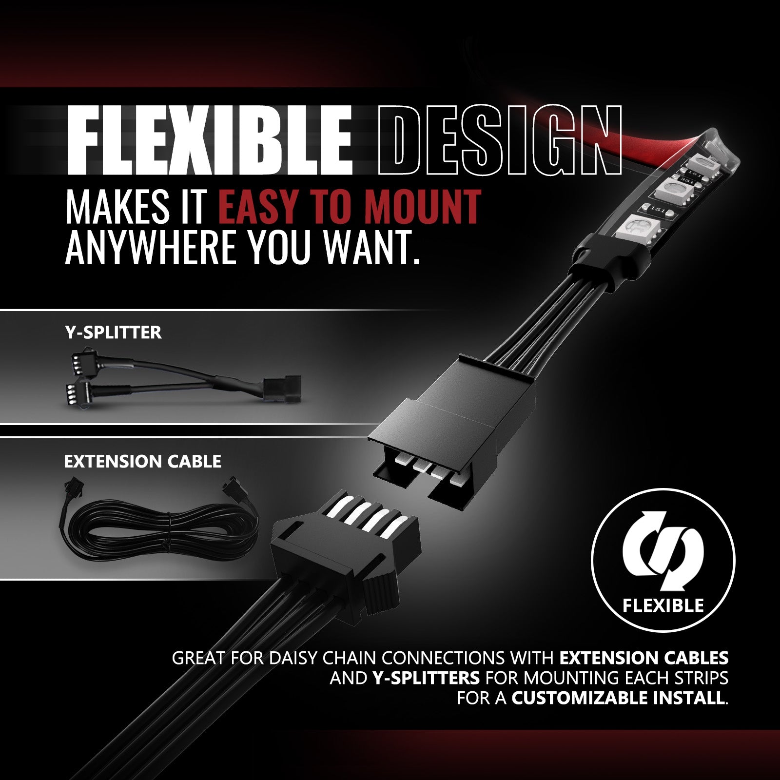 AURA Motorcycle Multi-Color LED Lighting Strip Kit for Cruisers Remote Control - Full Color Spectrum