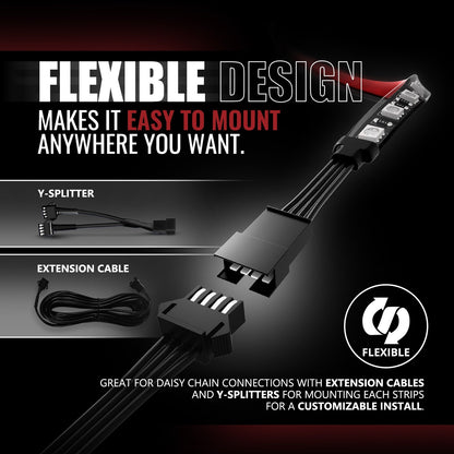 AURA Motorcycle Multi-Color LED Lighting Strip Kit for Cruisers Remote Control - Full Color Spectrum