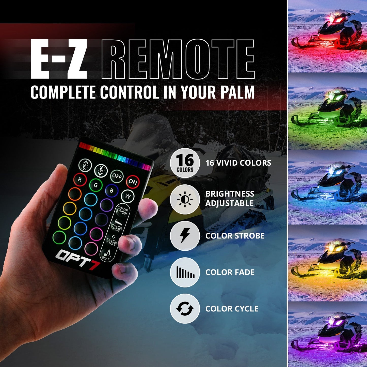 AURA Snowmobile Underbody Glow LED Lighting Kit Remote Control - Full Color Spectrum