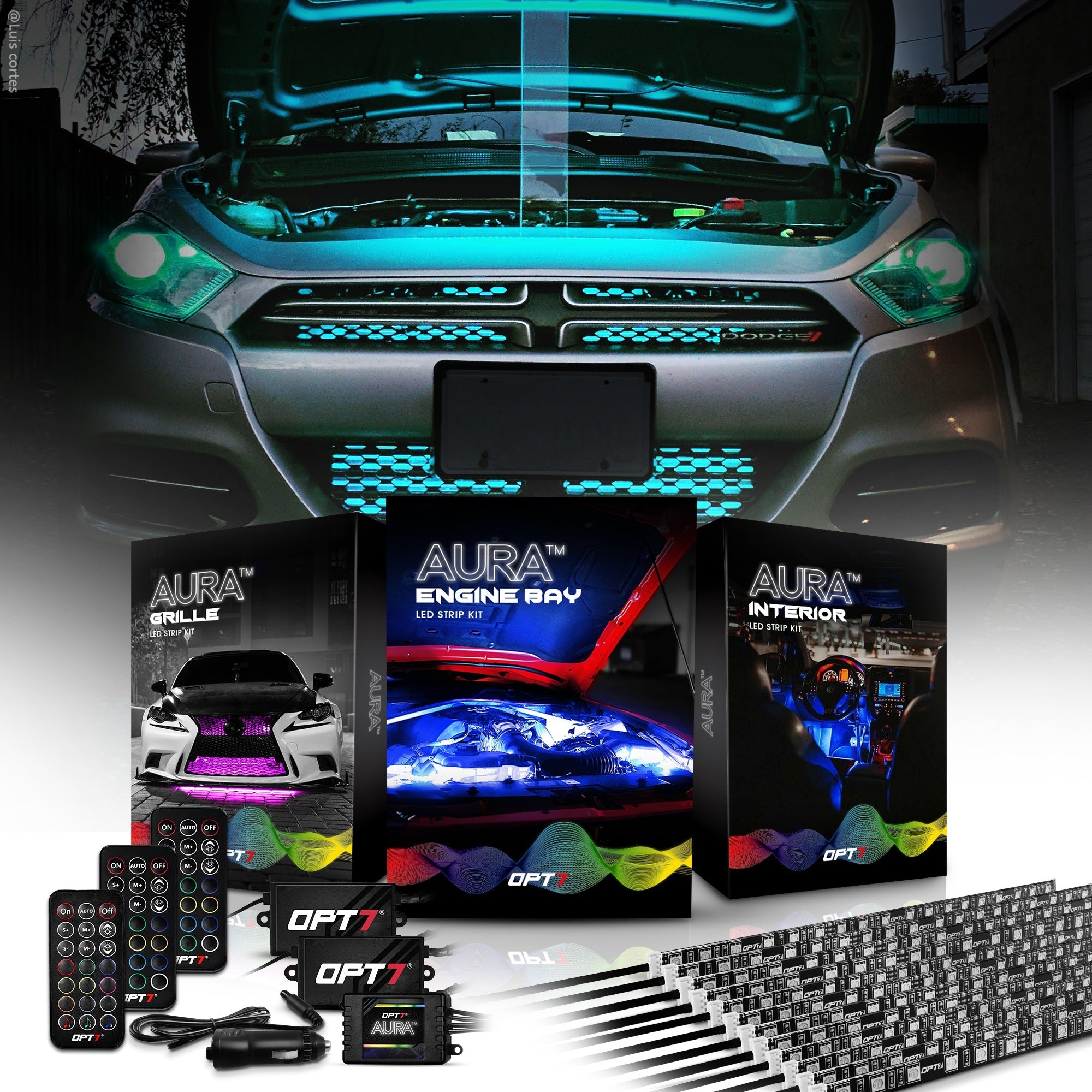 AURA Under The Hood Bundle ( Interior LED Kit + Engine Bay LED Kit + Grille LED Kit ) - Remote Control