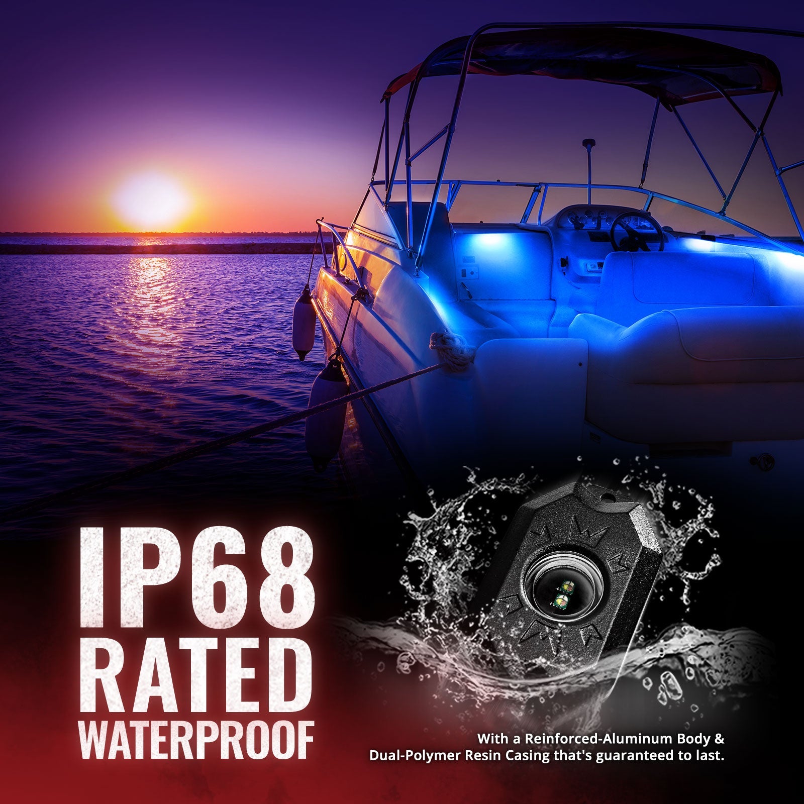 AURA LED Boat Interior RGBW 8PC Pods Flood Lights