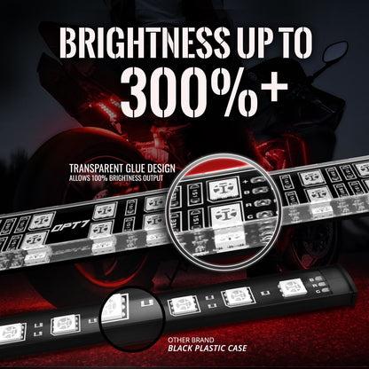 AURA Motorcycle Multi-Color LED Lighting Strip Kit for Cruisers Remote Control - Full Color Spectrum