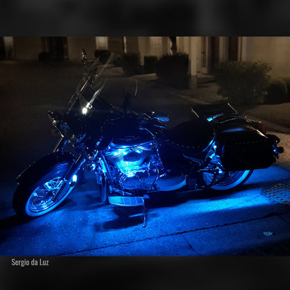 AURA Motorcycle Multi-Color LED Lighting Strip Kit for Cruisers Remote Control - Full Color Spectrum