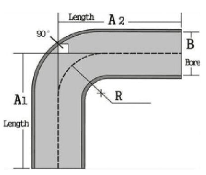 1.500" OD 16ga 90° Mandrel Bend - Polished OD - 6061 Aluminum - (2.250" CLR / 6.000" Legs)