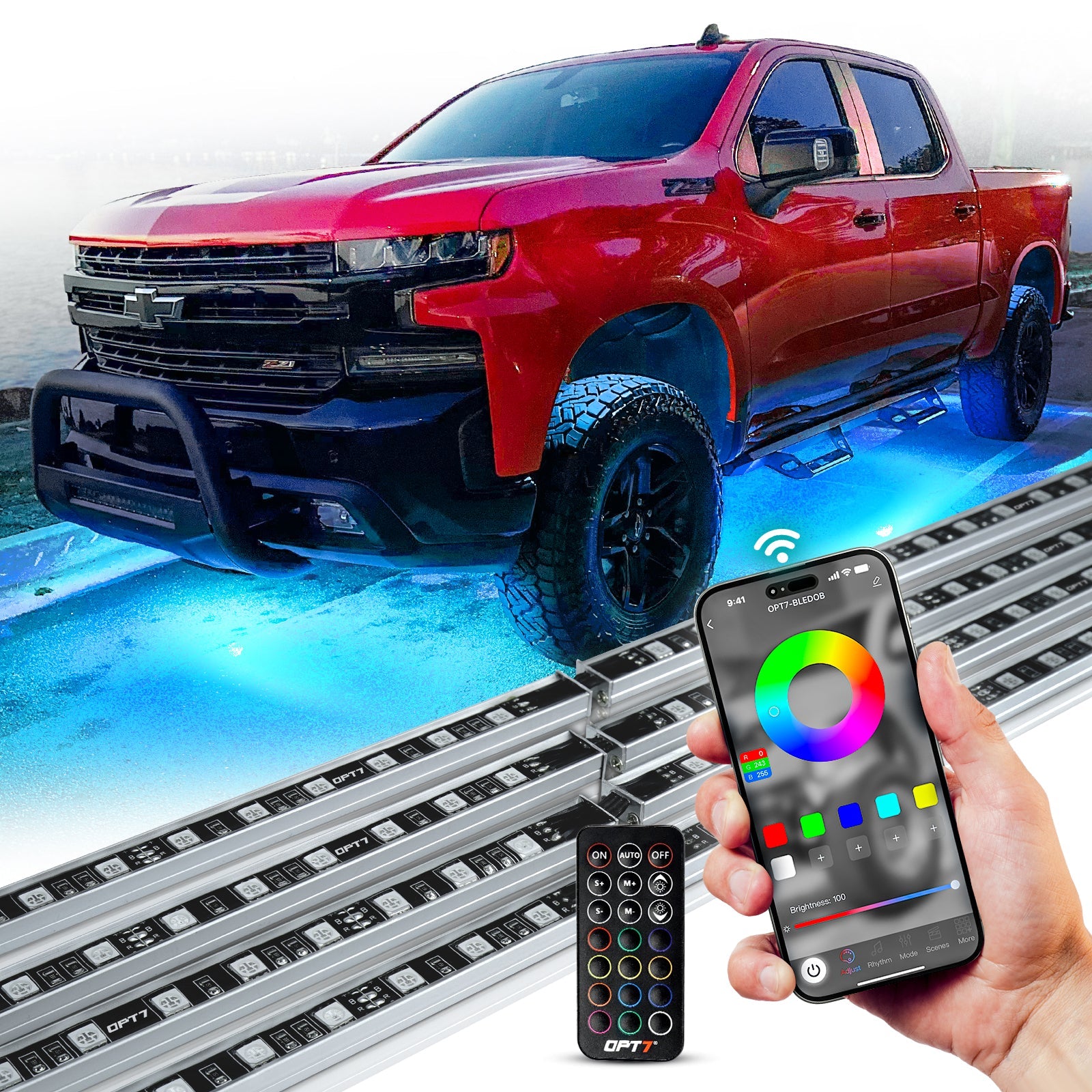 AURA PRO LED Lighting Kit for Truck Bundle (Quantum LED Rocklight + Underglow LED Kit + Sidekick LED Kit ) - Bluetooth APP and Remote Controlled
