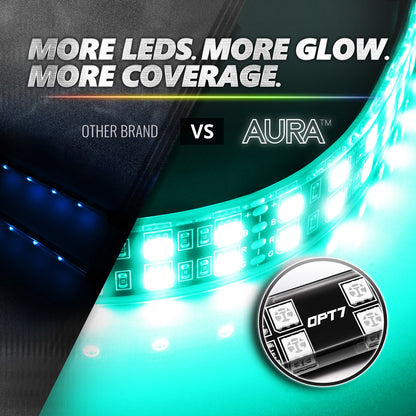 AURA PRO LED Double Row Interior Ambient Lighting Kit (4 x 12 Inch or 6 x 12-Inch) - Bluetooth Enabled APP Full Color Spectrum