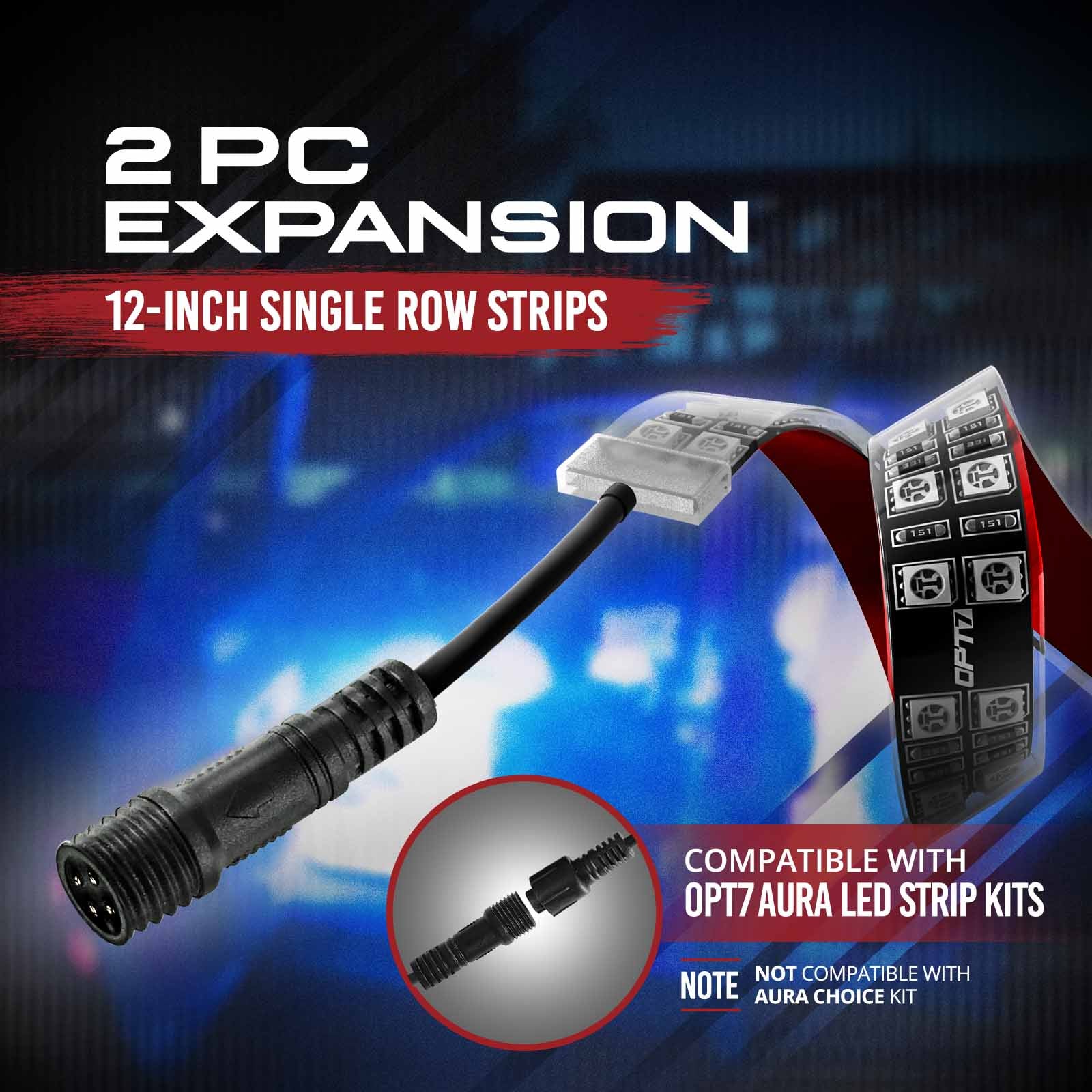 AURA LED Expansion Pack - (2) 12-Inch Strips Double Row with Splitters & Extensions