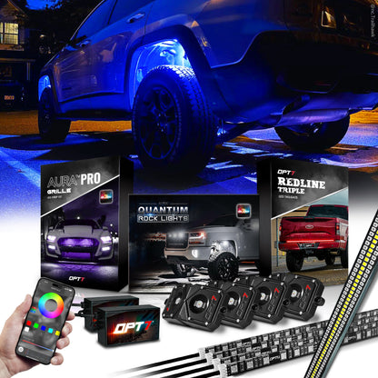 Triple Tailgate Bundle: Triple Tailgate + Quantum Rock Light+ LED Grille Lighting w- Bluetooth APP and Remote Controlled