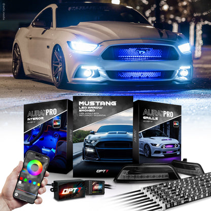 AURA PRO 15-17 Mustang: Arrow Turn + Interior + Grille w- Bluetooth APP and Remote Controlled