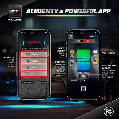 OPT7 15-17 F150 Black AURA RGB-W DRL LED Tube Headlights Projector -Bluetooth Built in Full Color