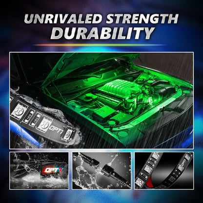 AURA PRO Engine Bay LED Lighting Kit ( 4 x 12-Inch or 4 x 24-Inch) - Bluetooth Enabled APP Full Color Spectrum