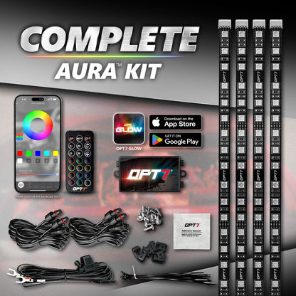 AURA PRO Engine Bay LED Lighting Kit ( 4 x 12-Inch or 4 x 24-Inch) - Bluetooth Enabled APP Full Color Spectrum