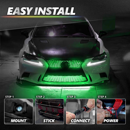 AURA Exterior Pack Bundle (Grille LED Kit + DreamColor Underglow LED Kit + Photon RGB Rock Light Kit) - Bluetooth APP and Remote Controlled