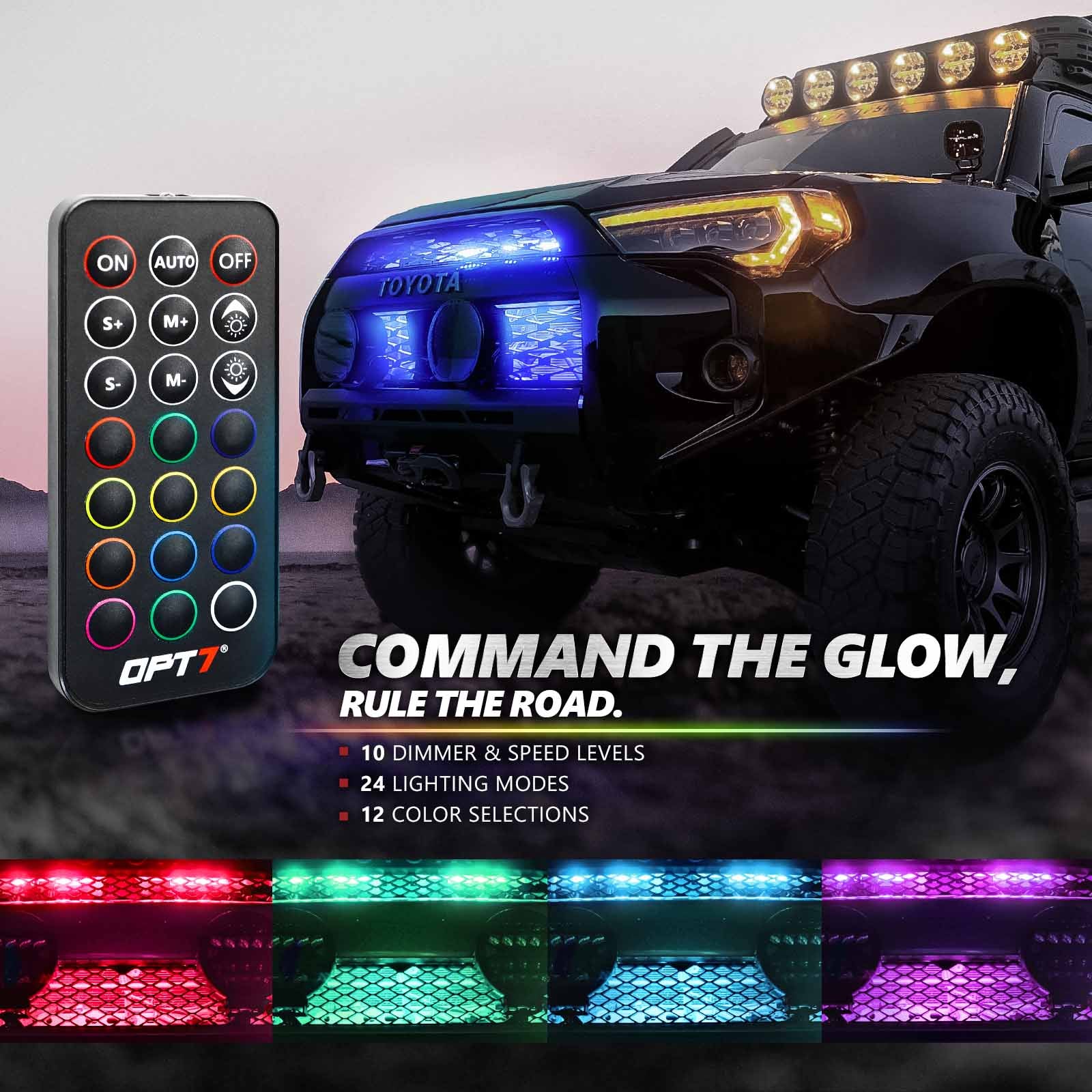 AURA PRO Exterior Pack Bundle (Grille LED Kit + Wheel Well Kit + DreamColor Underglow LED Kit) - Bluetooth APP and Remote Controlled