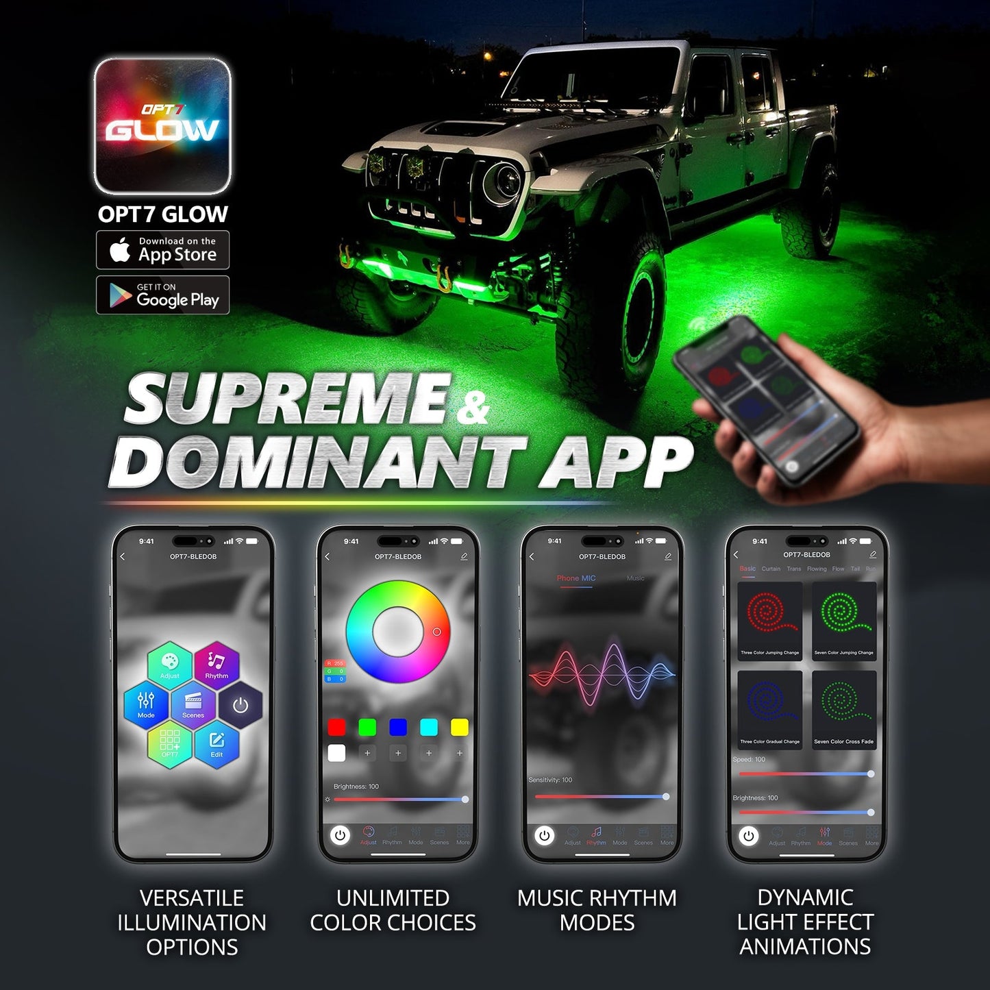 AURA PRO Truck LED Aluminum Underglow Lighting Kit - Bluetooth Enabled APP Full Color Spectrum