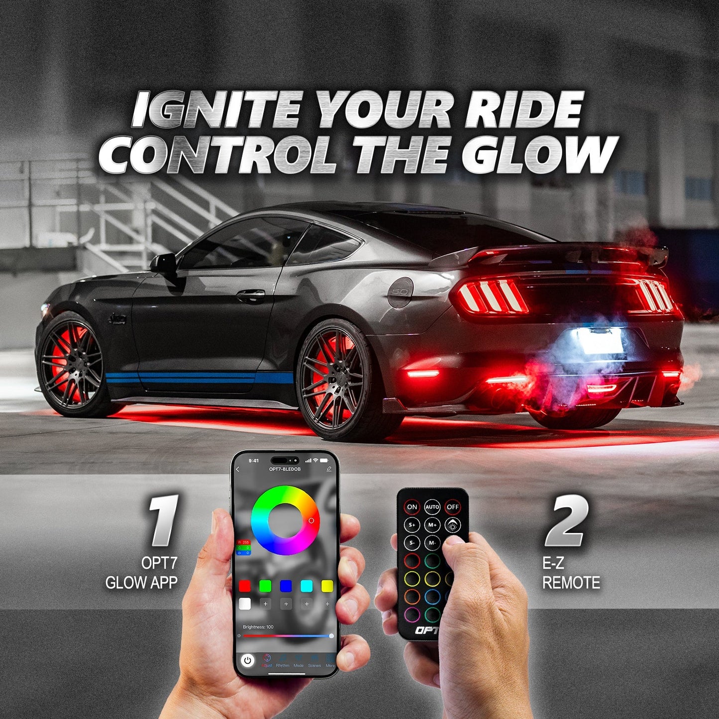 AURA PRO Exterior Pack Bundle ( Wheel Well LED Kit + Grille LED Kit + Underglow LED Kit ) - Bluetooth APP and Remote Controlled