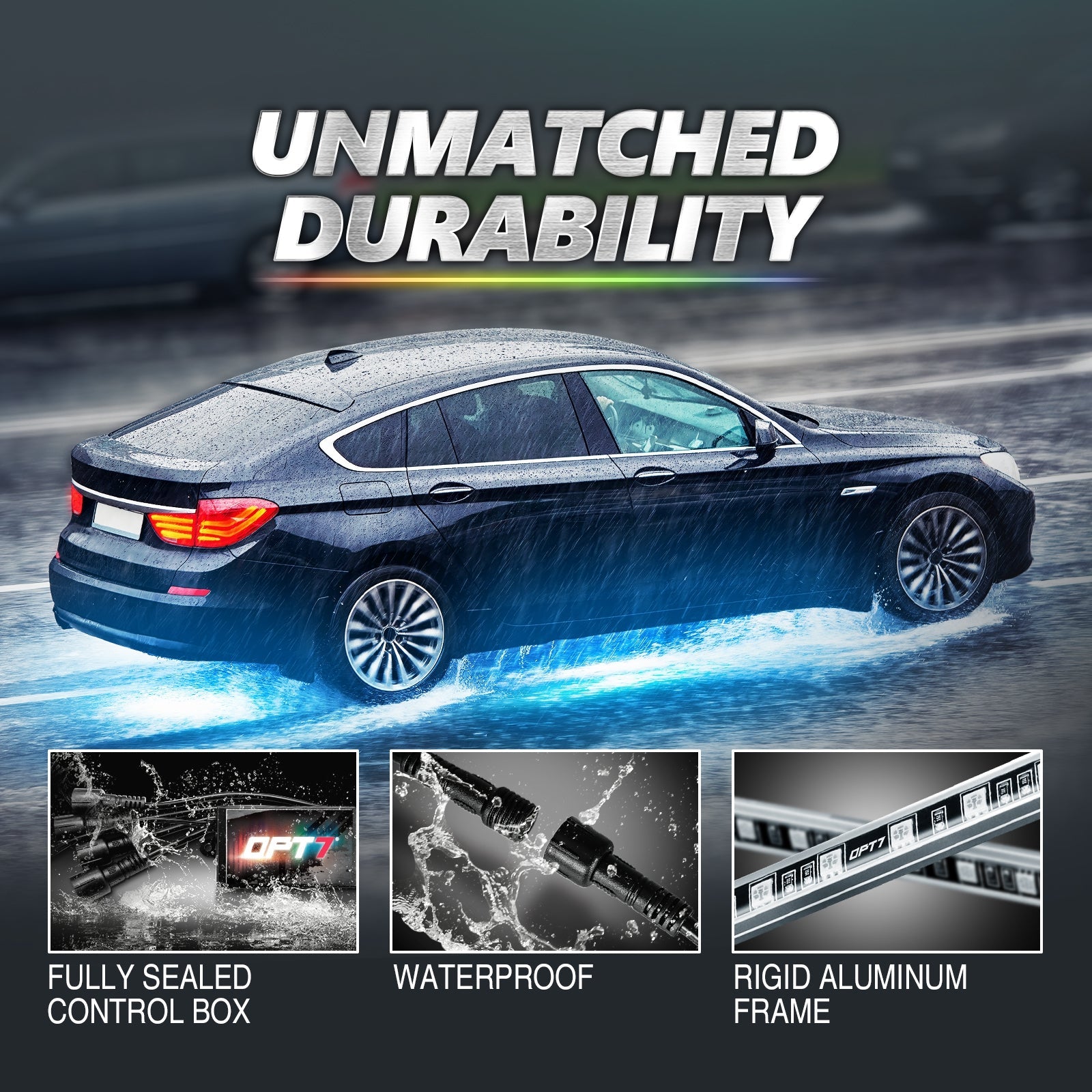 AURA PRO Exterior Pack Bundle (Grille LED Kit + Underglow LED Kit + Photon RGB Rock Light Kit) - Bluetooth APP and Remote Controlled