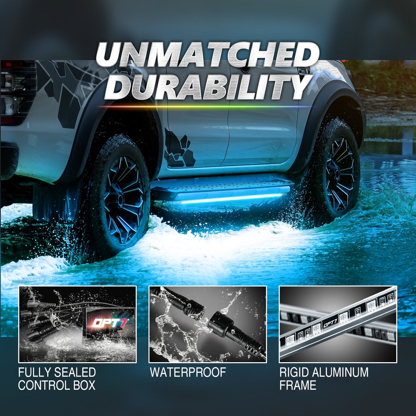 AURA PRO LED Lighting Kit for Truck Bundle (Quantum LED Rocklight + Underglow LED Kit + Sidekick LED Kit ) - Bluetooth APP and Remote Controlled