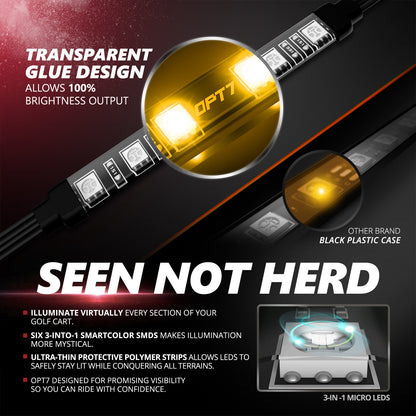 AURA PRO Golf Cart Underbody Glow LED Lighting Kit - Bluetooth Enabled APP - Full Color Spectrum