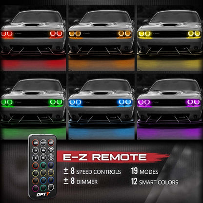 AURA Remote Control Day Time Running Light DRL Halo RGB for Dodge Challenger 08-23 - Install Friendly