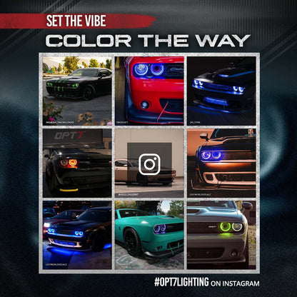 AURA Remote Control Day Time Running Light DRL Halo RGB for Dodge Challenger 08-23 - Install Friendly