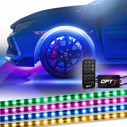 AURA Wheel Well LED Lighting Kit 24-Inch Multi-Color Strips x 4 - Remote Control Full Color Spectrum