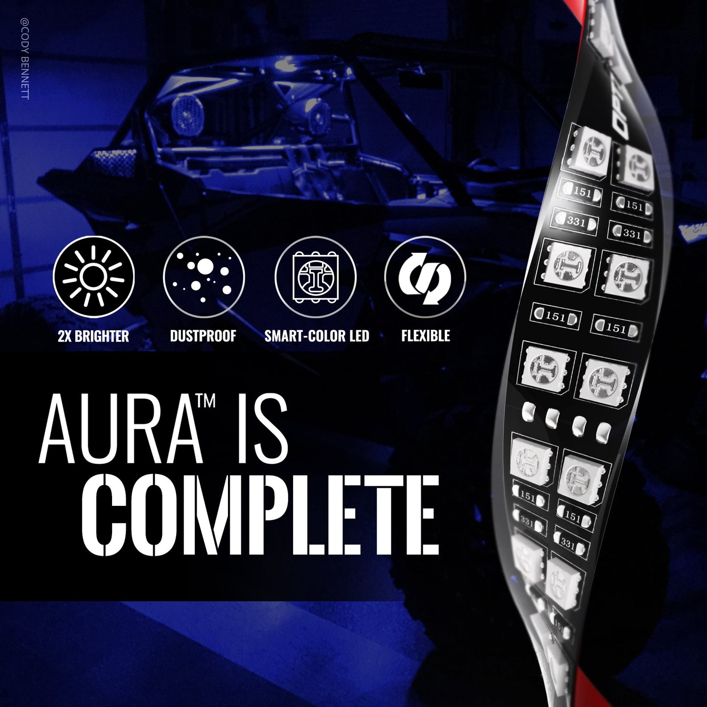 AURA ATV-UTV Underbody Glow LED Lighting Kit Remote Control - Full Color Spectrum