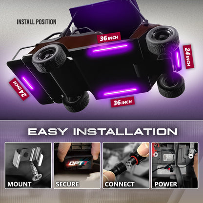 AURA PRO Golf Cart Underbody Glow LED Lighting Kit - Bluetooth Enabled APP - Full Color Spectrum