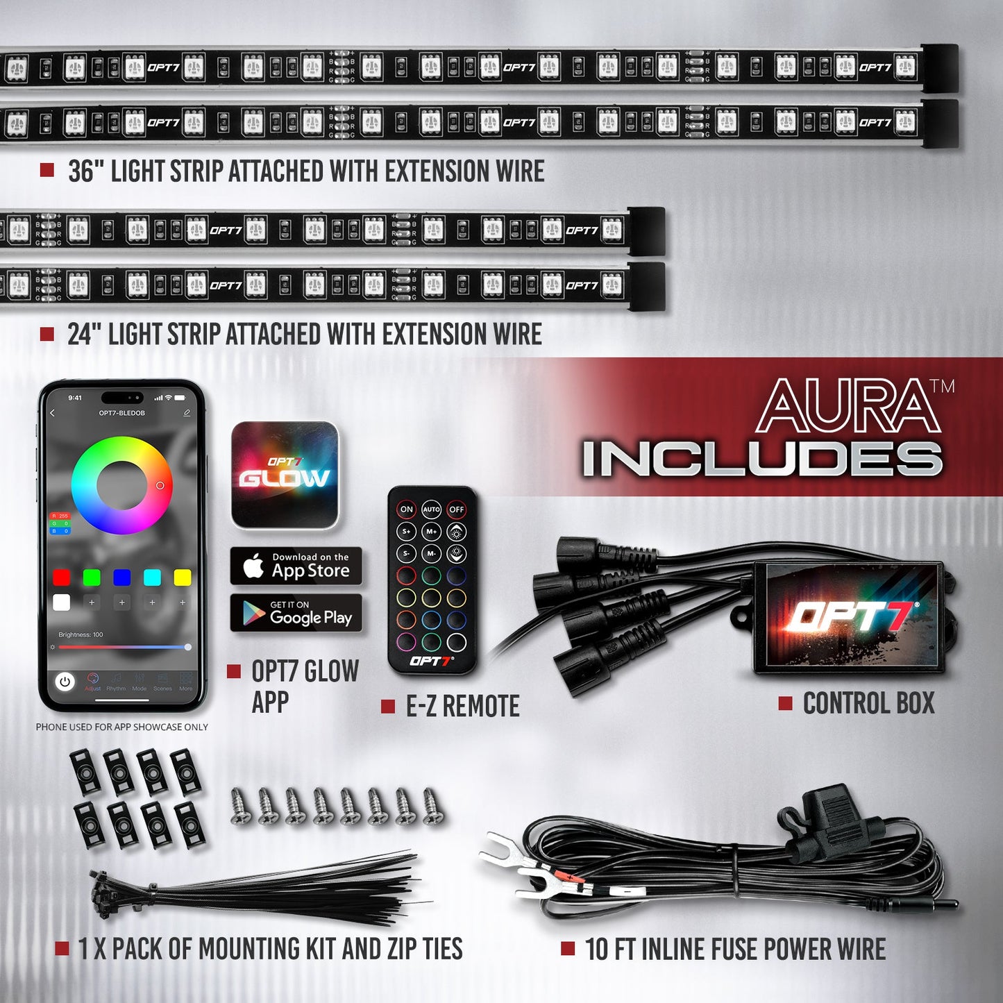 AURA PRO Golf Cart Underbody Glow LED Lighting Kit - Bluetooth Enabled APP - Full Color Spectrum