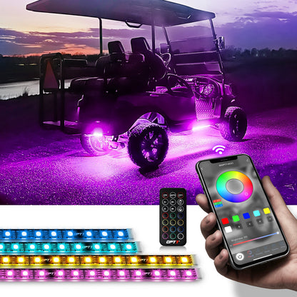 AURA PRO Golf Cart Underbody Glow LED Lighting Kit - Bluetooth Enabled APP - Full Color Spectrum
