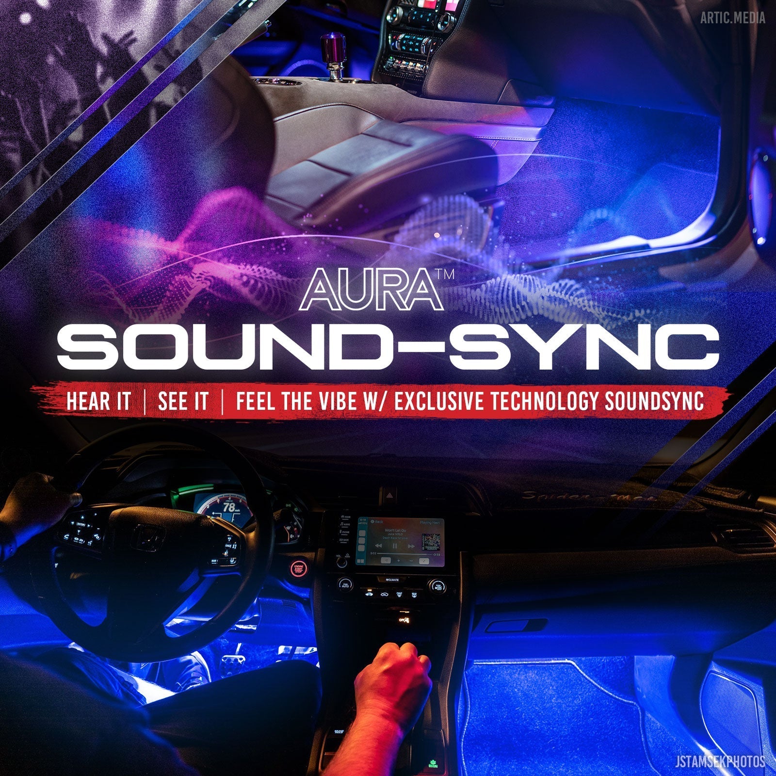 AURA LED Double Row Interior Ambient Lighting Kit - Remote Control Full Color Spectrum