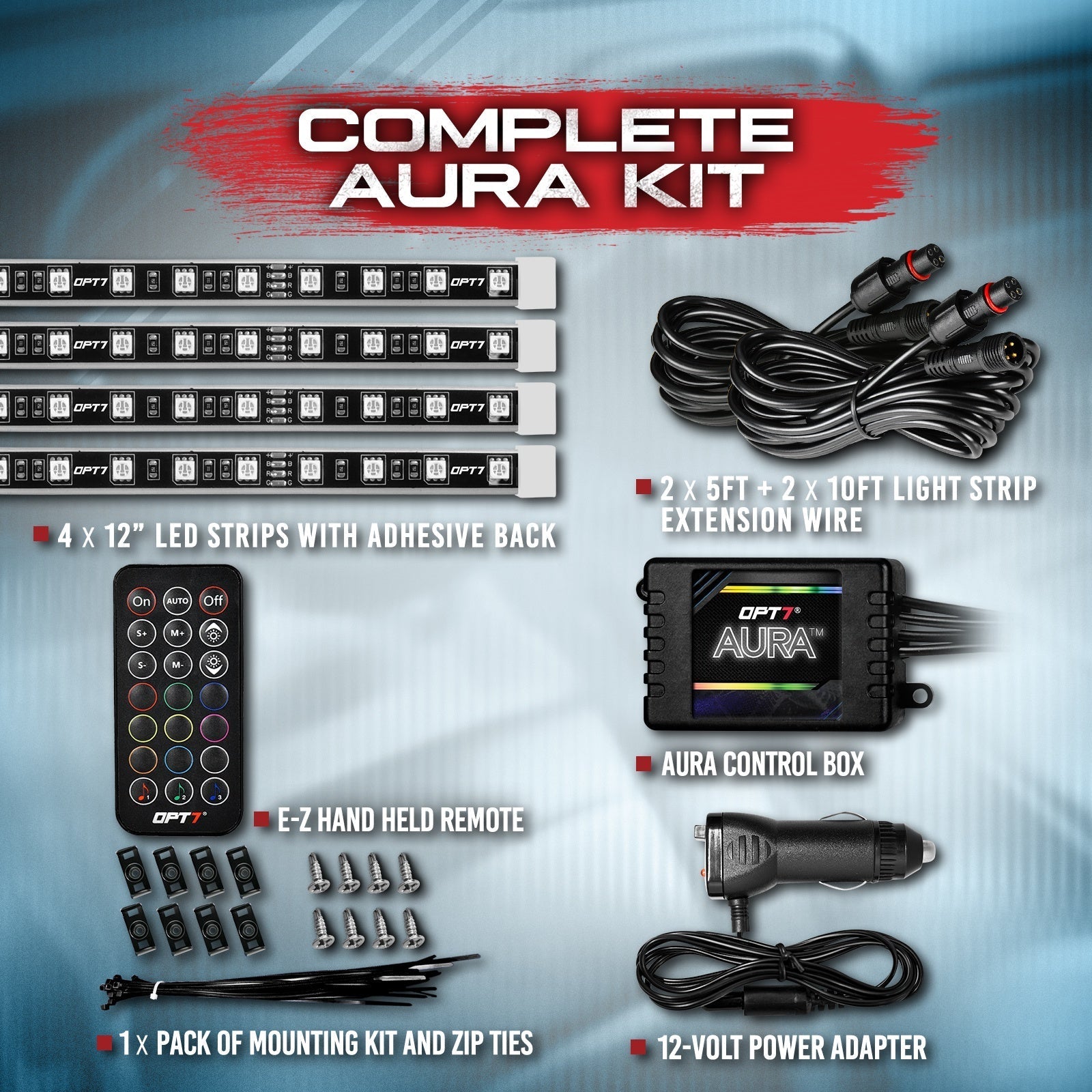 AURA LED Double Row Interior Ambient Lighting Kit - Remote Control Full Color Spectrum