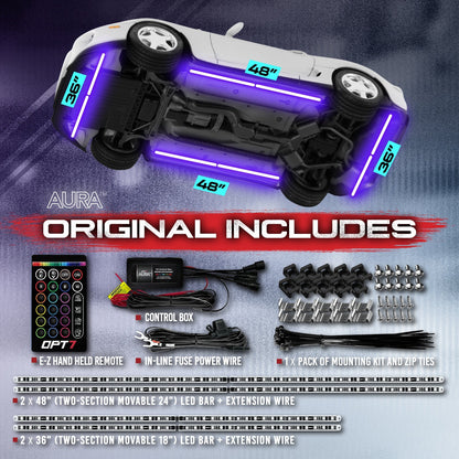 OPT7 AURA Aluminum Underglow Smart LED Lighting Kit for Cars - Exclusive Keyless Unlock Light