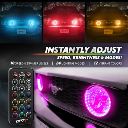 AURA PRO Bluetooth Day Time Running Light DRL Halo RGB for Ford Mustang 2005-2014 - Install Friendly