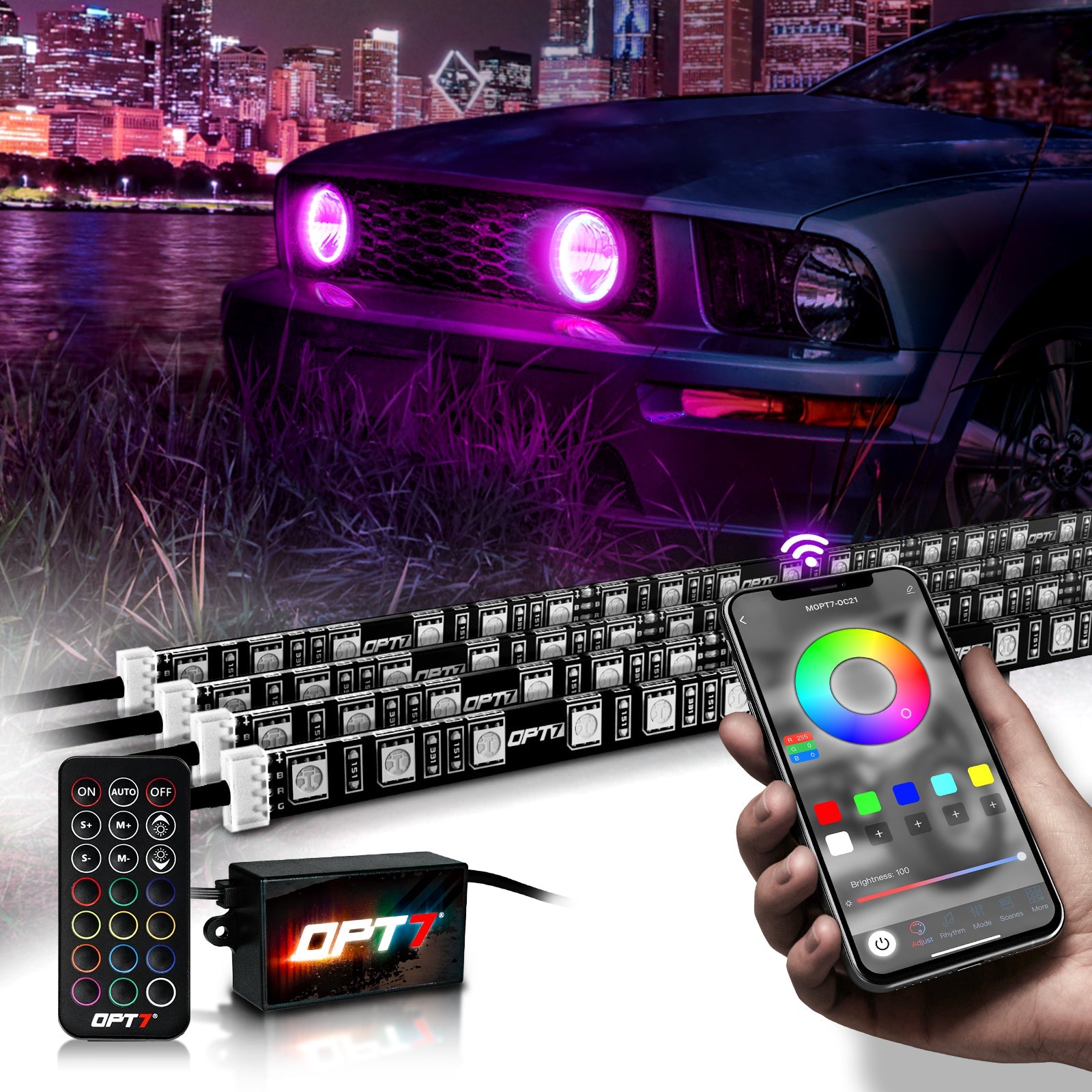 AURA PRO Bluetooth Day Time Running Light DRL Halo RGB for Ford Mustang 2005-2014 - Install Friendly