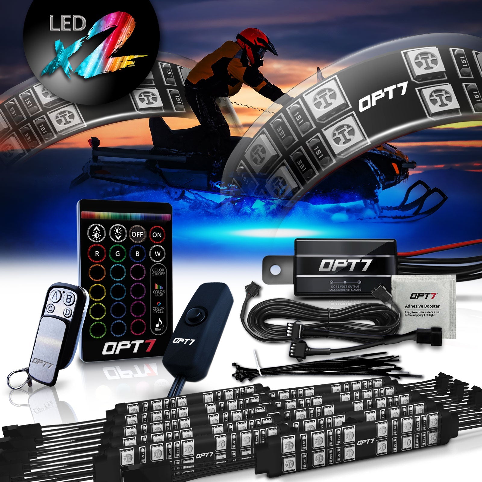 AURA Snowmobile Underbody Glow LED Lighting Kit Remote Control - Full Color Spectrum