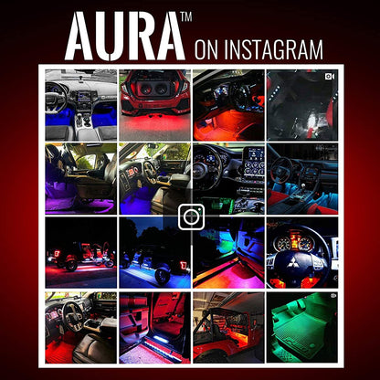 AURA PRO LED Interior Ambient Lighting Kit (4 x 12 Inch or 6 x 12-Inch) - Bluetooth Enabled APP Full Color Spectrum