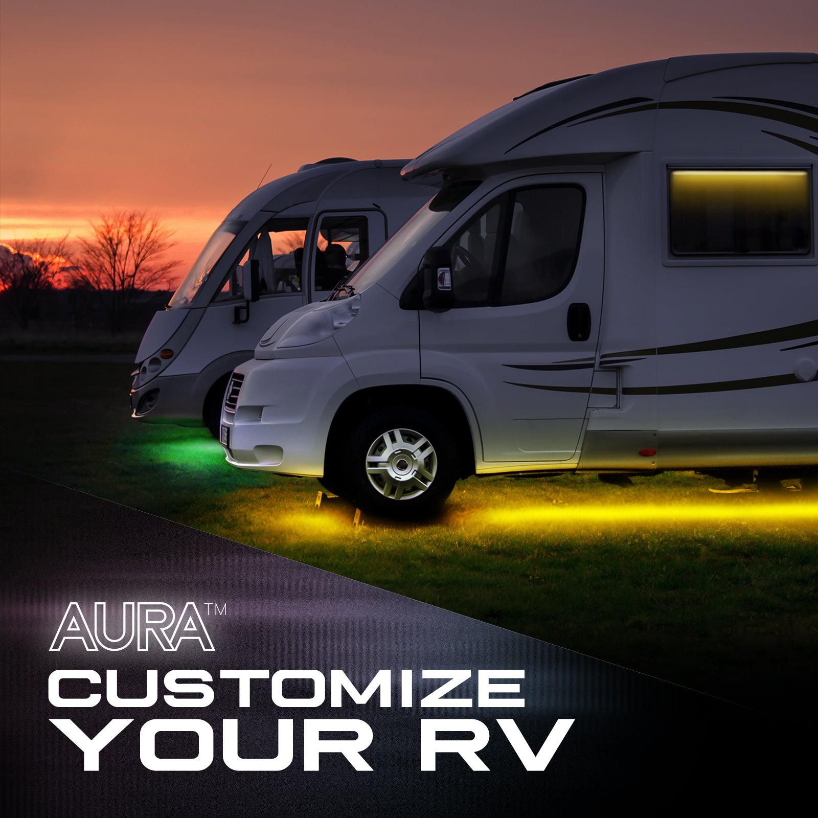 AURA RV LED Aluminum Underglow Lighting Kit - Wireless Remote Control Full Color Spectrum
