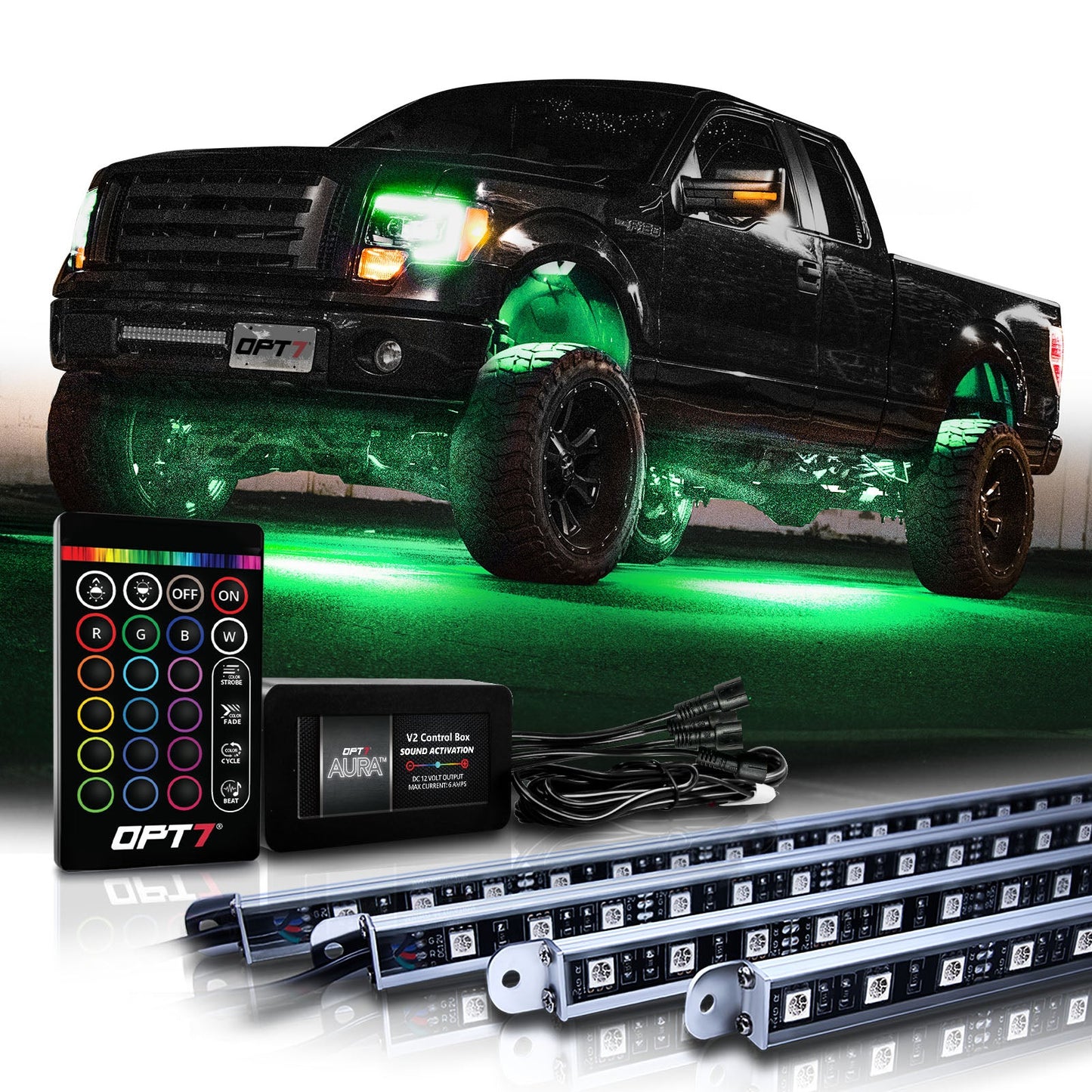 AURA Truck LED Aluminum Underglow Lighting Kit - Wireless Remote Control Full Color Spectrum