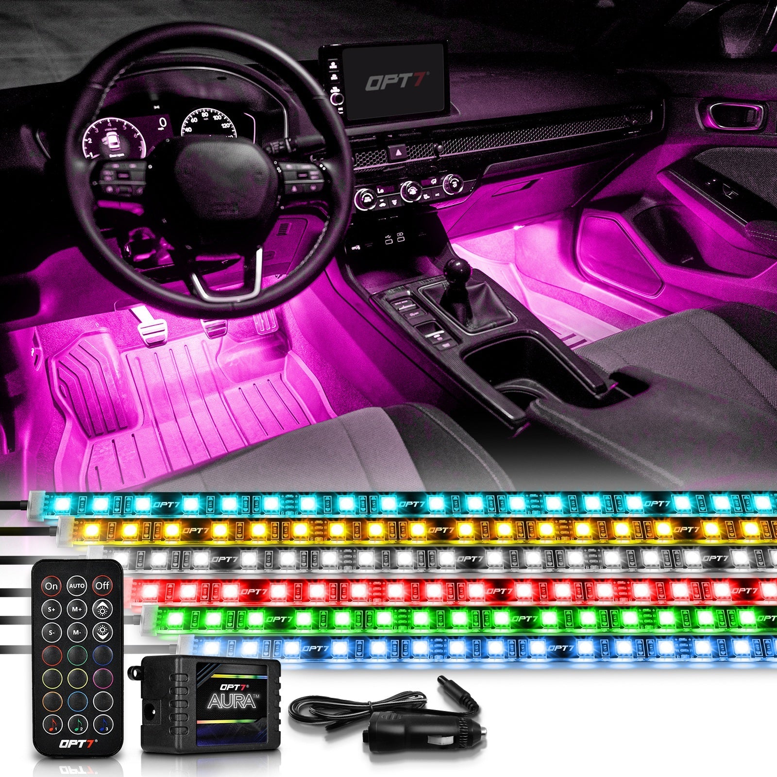 AURA LED Interior Ambient Lighting Kit - Remote Control Full Color Spectrum