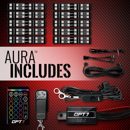 AURA Motorcycle Multi-Color LED Lighting Strip Kit for Cruisers Remote Control - Full Color Spectrum