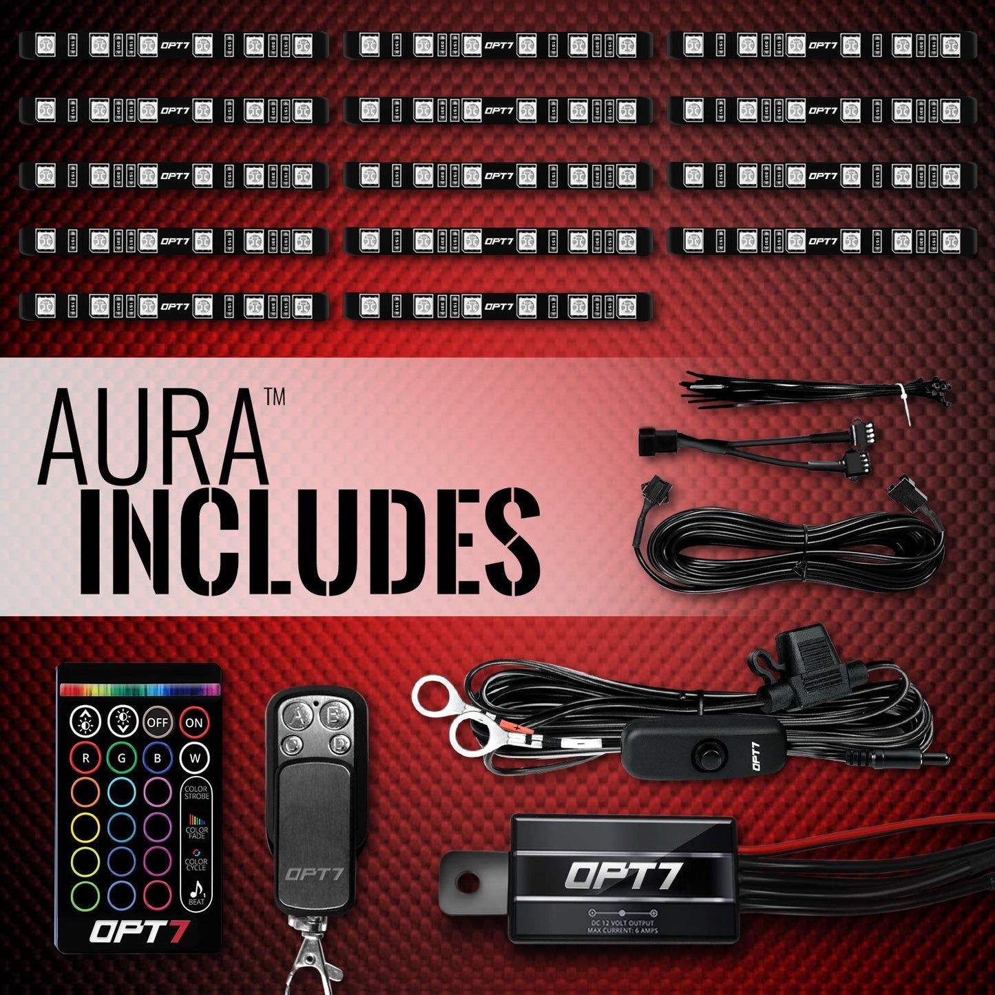 AURA Motorcycle Multi-Color LED Lighting Strip Kit for Cruisers Remote Control - Full Color Spectrum